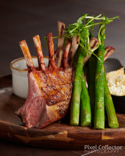 Photography of rack of lamb.