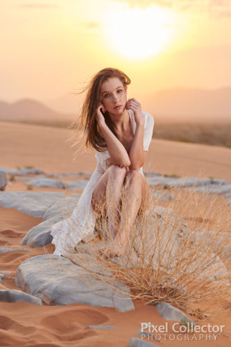 Sun rising behind Korie during her modeling session with modelling photographer Ryan Stead.