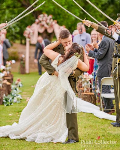 Kissing at the altar.